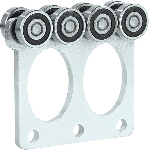 Miniatura 24 de Rodillos de 2 carros de rueda. Montaje de carro de rodamientos. La parte superior del carro tiene espacio para tornillos de ajuste, lo que permite