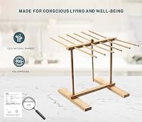 Vista 4 de Estante de secado de pasta de bambú con varita de transferencia y 12 barras, fácil de transferir para secar pasta y cocinar, diseño de suspensión