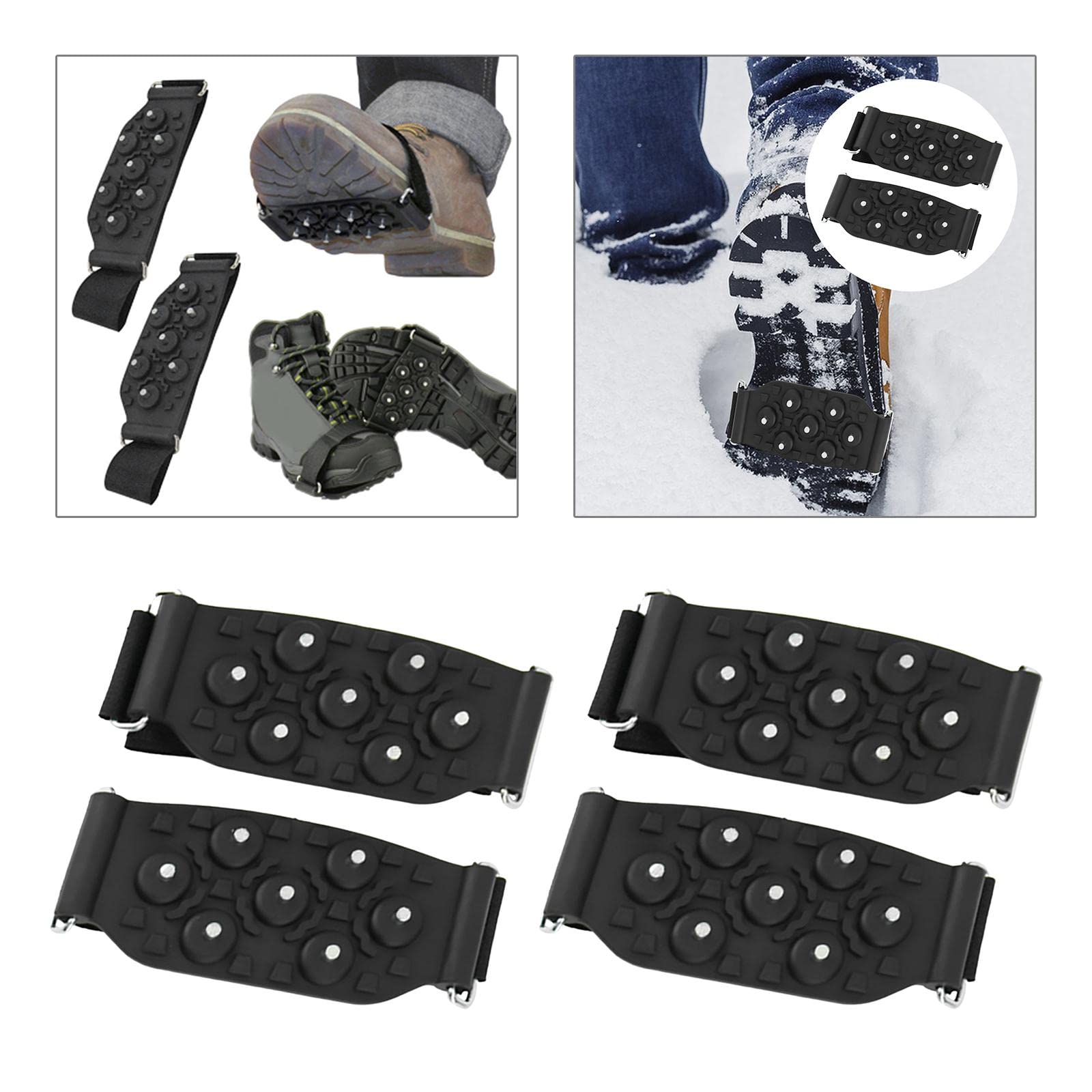 rockible 2X 7 s Traction Cleats Crampons Overshoe Anti Slip Spikes Grips Ice