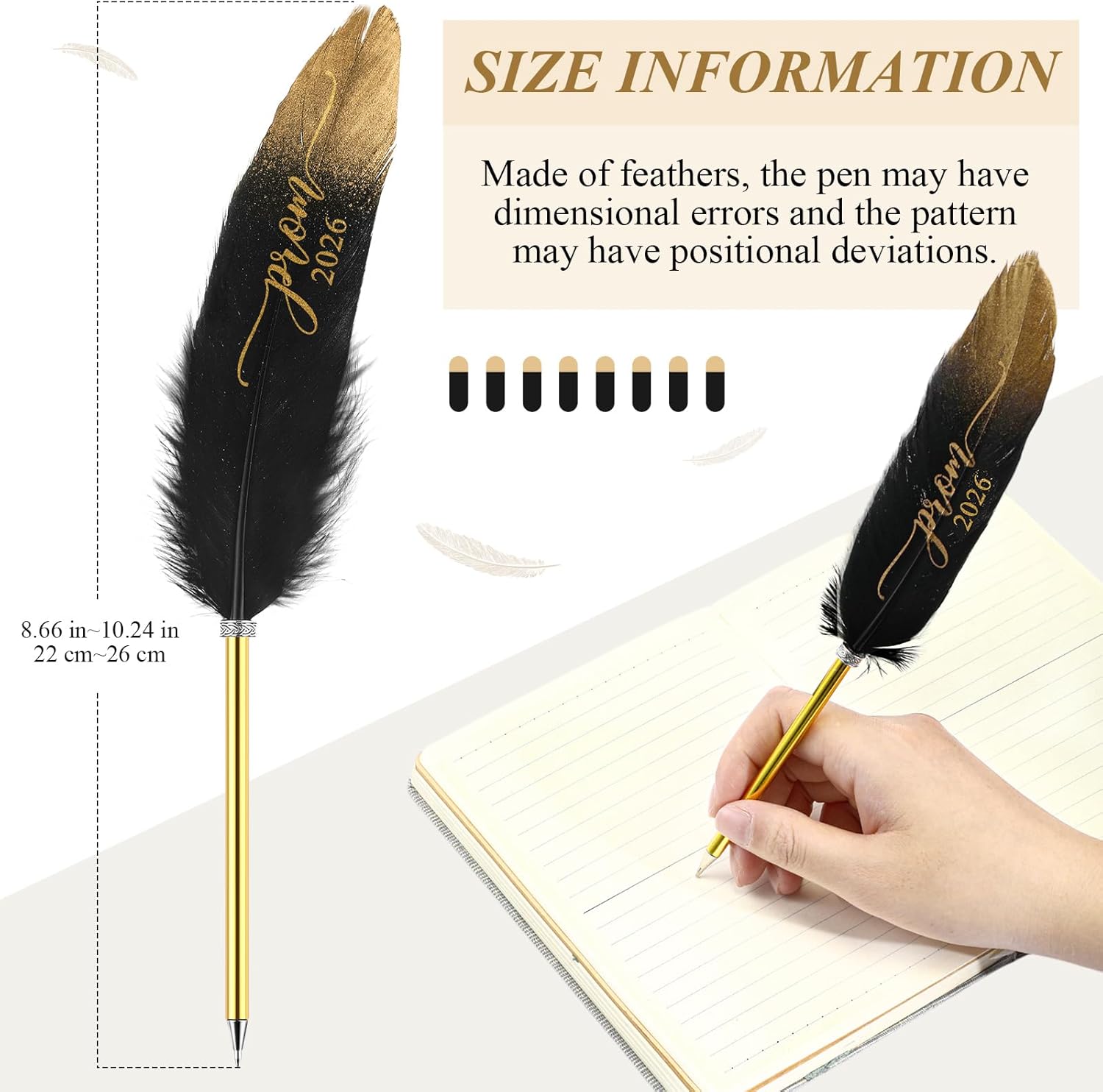 24 Pcs Prom 2026 Party Favors Feather Graduation Pens Bulk Feather Ballpoint Pen Prom Gifts Vintage Quill Pen Grad Party Supplies for Class of 2026(Black)