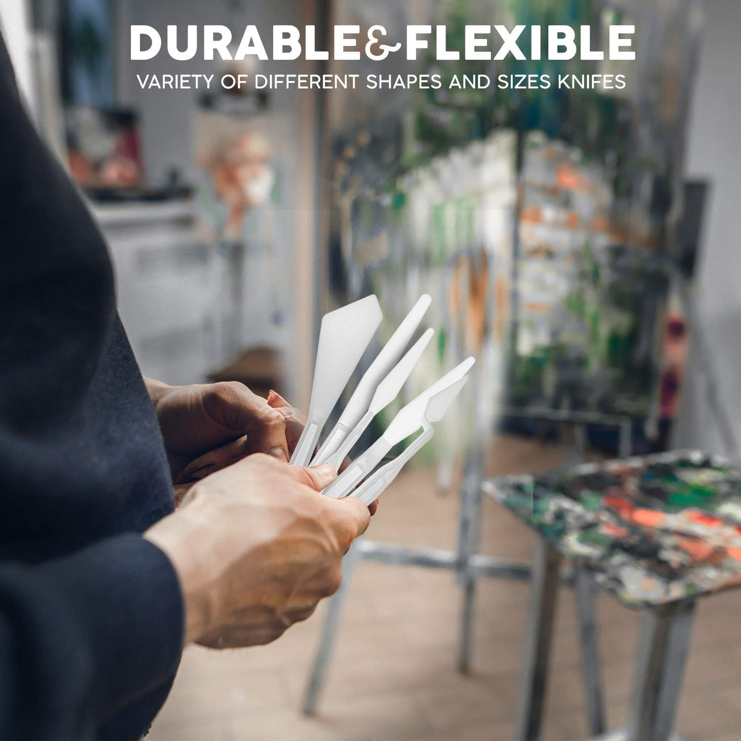 Glokers Paint Palette and Painting Knife Set - 3 Paint Trays and 5 Paint Knives - Suitable for All Kinds of Paint - Professional Art Supplies for Adults and Kids