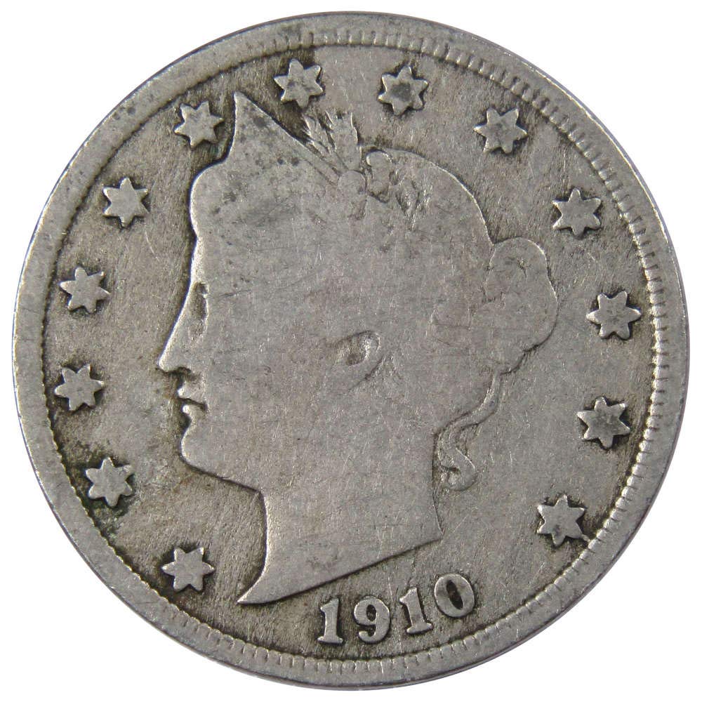 1910 Liberty Head V Nickel 5 Cent Piece AG About Good 5c US Coin
