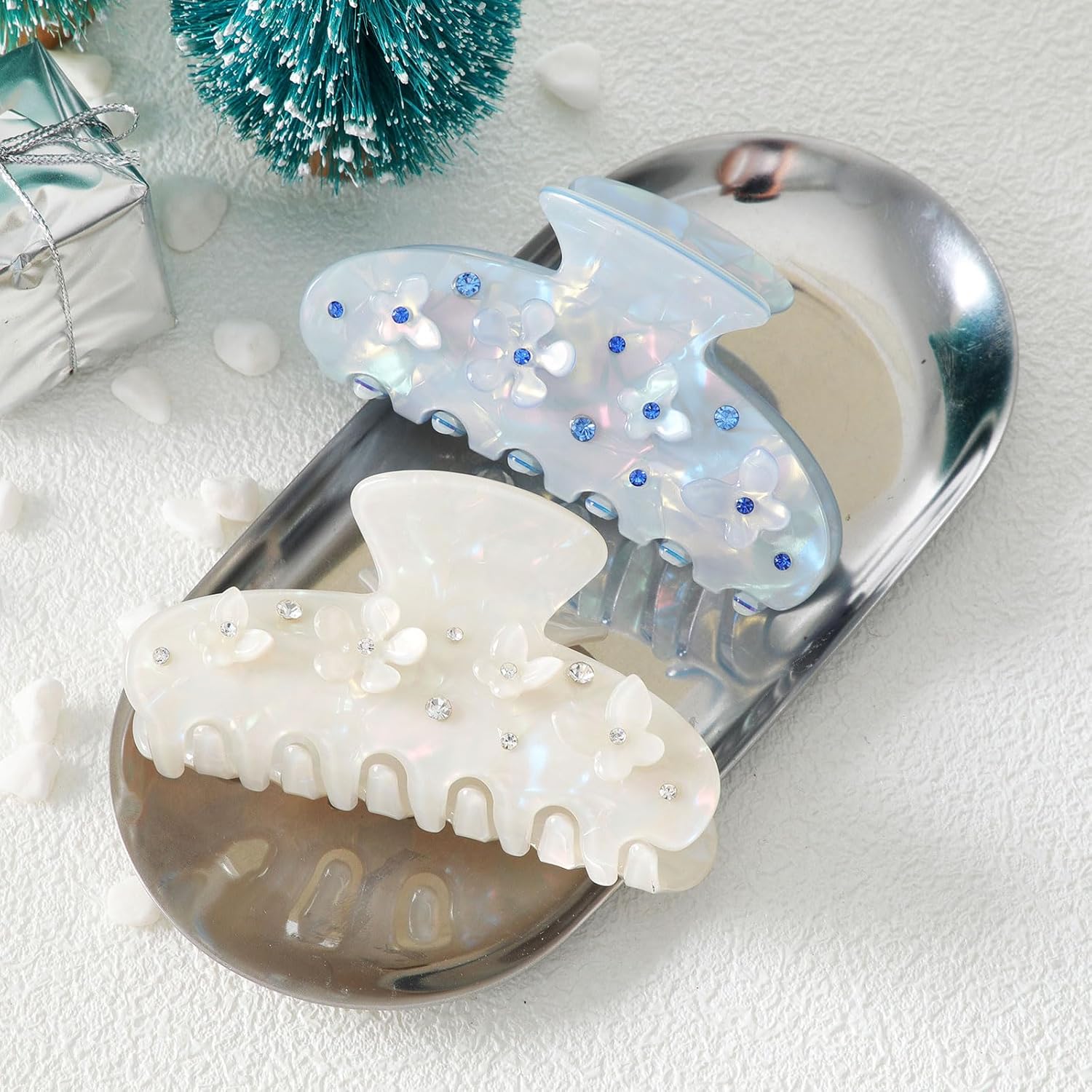 HAIMEIKANG 2Pcs Acrylic Flower Hair Claw Clips - Large for Women, Strong Hold Cute Non-slip Stylish Accessories for Thick Thin Hair - Image 7