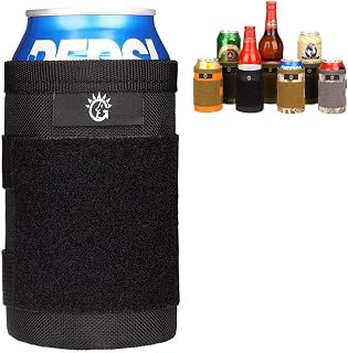 Molle Can Holder Coolie(s) Gifts for Men And Women 10-15 OZ Collapsible Nylon Can Beer Beverage Cooler Cover Insulator Holder Sleeve for Cola Beer Soda (Black)