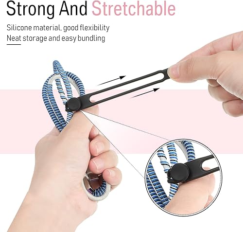 Miniatura 2 de Nuanchu 40 Piezas Bridas de Cable de Silicona Reutilizables Soporte Correas Ajustables Multiusos Organizador de Cable de Carga para Sujetar Cables