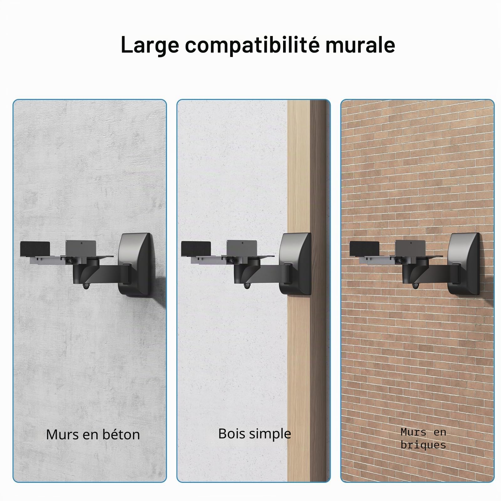 PUTORSEN Support Mural Universel pour Haut-Parleur, Support Mural pivotant et réglable pour Haut-parleurs ambiants, Peut Supporter jusqu'à 15 kg chacun, Noir