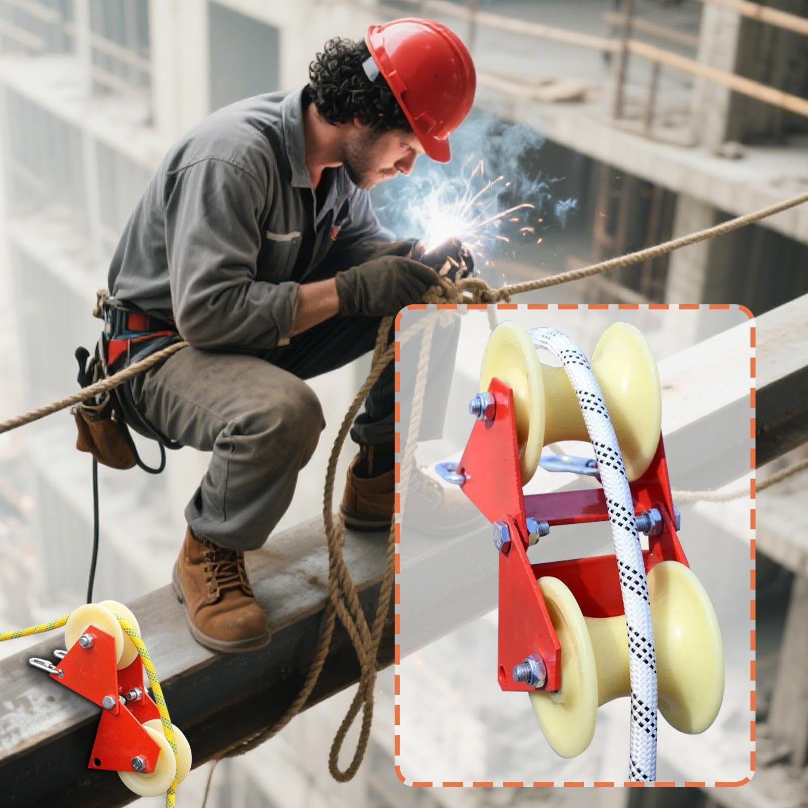 Poulie À Cordon Pour Angles, Roue Pliable Mur Angle Manuel Pour Cordage, Équipement De Rétractation De Corde Sécurisée Robuste Pour Rénovation Chantiers Extérieur Scènes