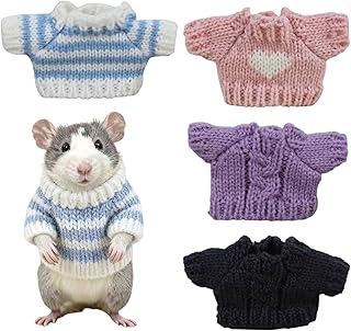 4PCS Hamster Clothes, Cute Small Animal Sweaters for Real Pets, Cute Mini Rat Holiday Costume Party Clothes, for Fun, Photos
