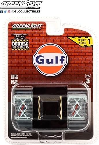 Greenlight 16160-B Auto Carrocería - Elevadores de tijera dobles automotrices serie 1 - Aceite del Golfo escala 164