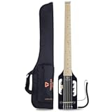 Ultra-Light Gloss Black 5-String Bass Guitar | Small Bass Travel Guitar with Removable Lap Rest | 30" Scale Portable Headless Guitar | Mini Bass Guitar with Custom Gig Bag