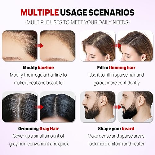 Miniatura 20 de Acomler Polvo para cubrir raíces para adelgazamiento, cabello gris, marrón oscuro para sombra de línea de cabello, cejas, línea de barba, puntos