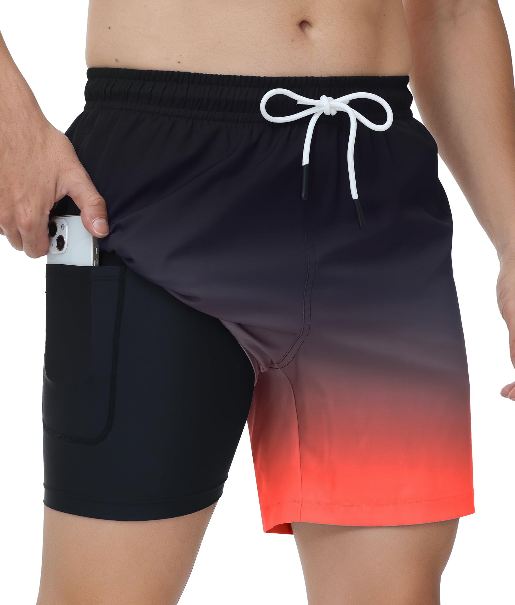 Zoofly Schwimmhose Herren mit Innenhose und 4 Taschen Badehose Männer Schnelltrocknend Atmungsaktiv Badeshorts