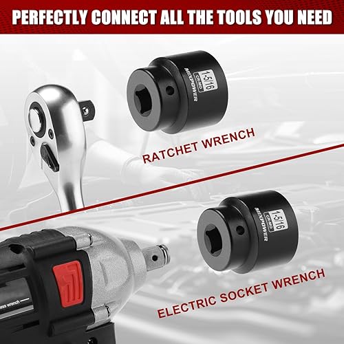 Miniatura 56 de MIXPOWER Enchufe de impacto profundo de 1/2", CR-MO, 1.417 in, métrico, 6 puntos, tuerca de eje de grado de impacto para una fácil extracción