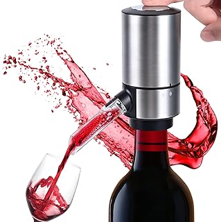 Electric Wine Decanter with Aerator, Wine Aerator Pourer Spout Battery Operated, Automatic Stainless Steel Wine Dispenser with Pump, Wine Gifts for Women, Wine Accessories & Gifts for Wine Lovers