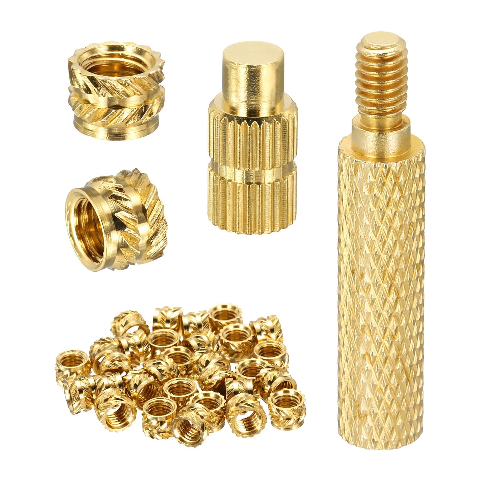 sourcing map 30Set M5 Heat Threaded Inserts with Soldering Tip, 7mm OD, 5mm Height, Brass Nut Rod Inserts Knurled for 3D Printing Component Plastic Part โ image 1