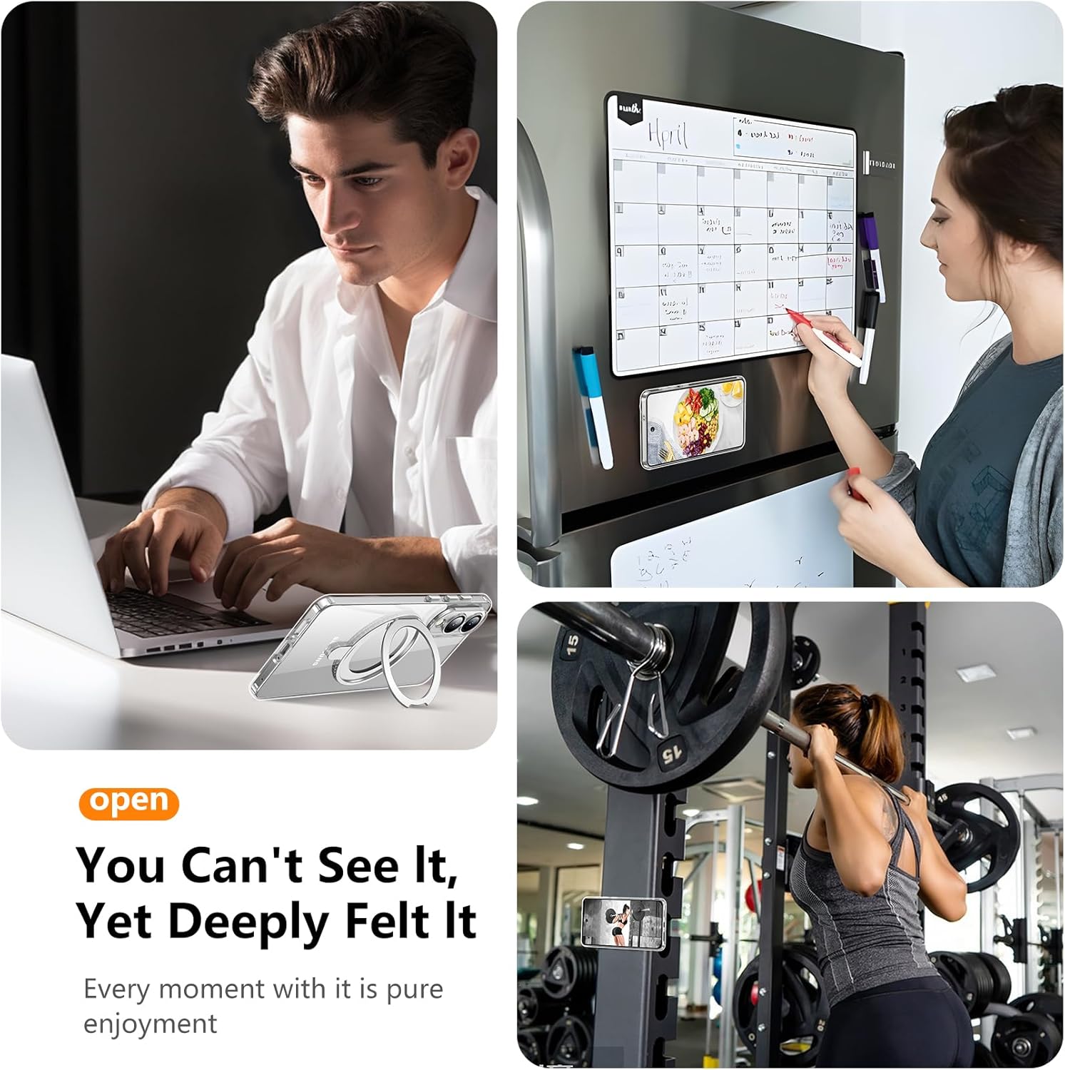 Temdan Designed for Samsung Galaxy S25 Edge Case, Magnetic 360° Rotatable Ring Stand [Compatible with Magsafe] Military-Grade Protection Kickstand Phone Case for Galaxy S25 Edge-Clear - Image 6