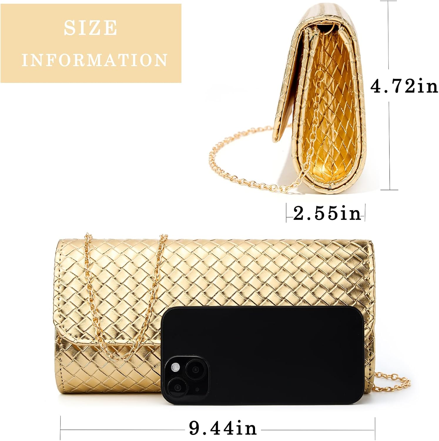 Women's Woven Evening Bag Faux Leather Shoulder Handbag Fashion Crossbody Clutch Purse