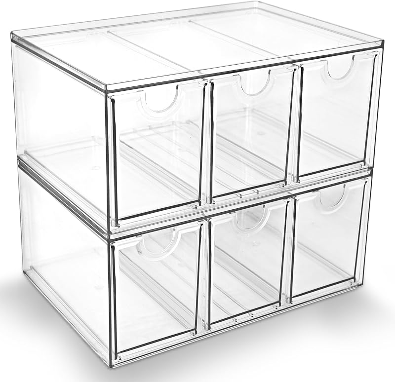 Prsildan Organizador de Gavetas em Acrílico Transparente para Cápsulas de Café e Pequenos Itens, Pacote com 2