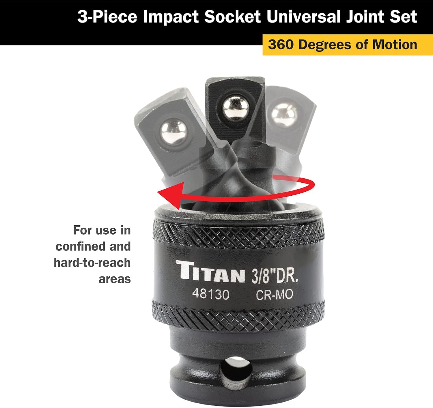 Titan 40160 3-Piece Impact Socket Universal Joint Set
