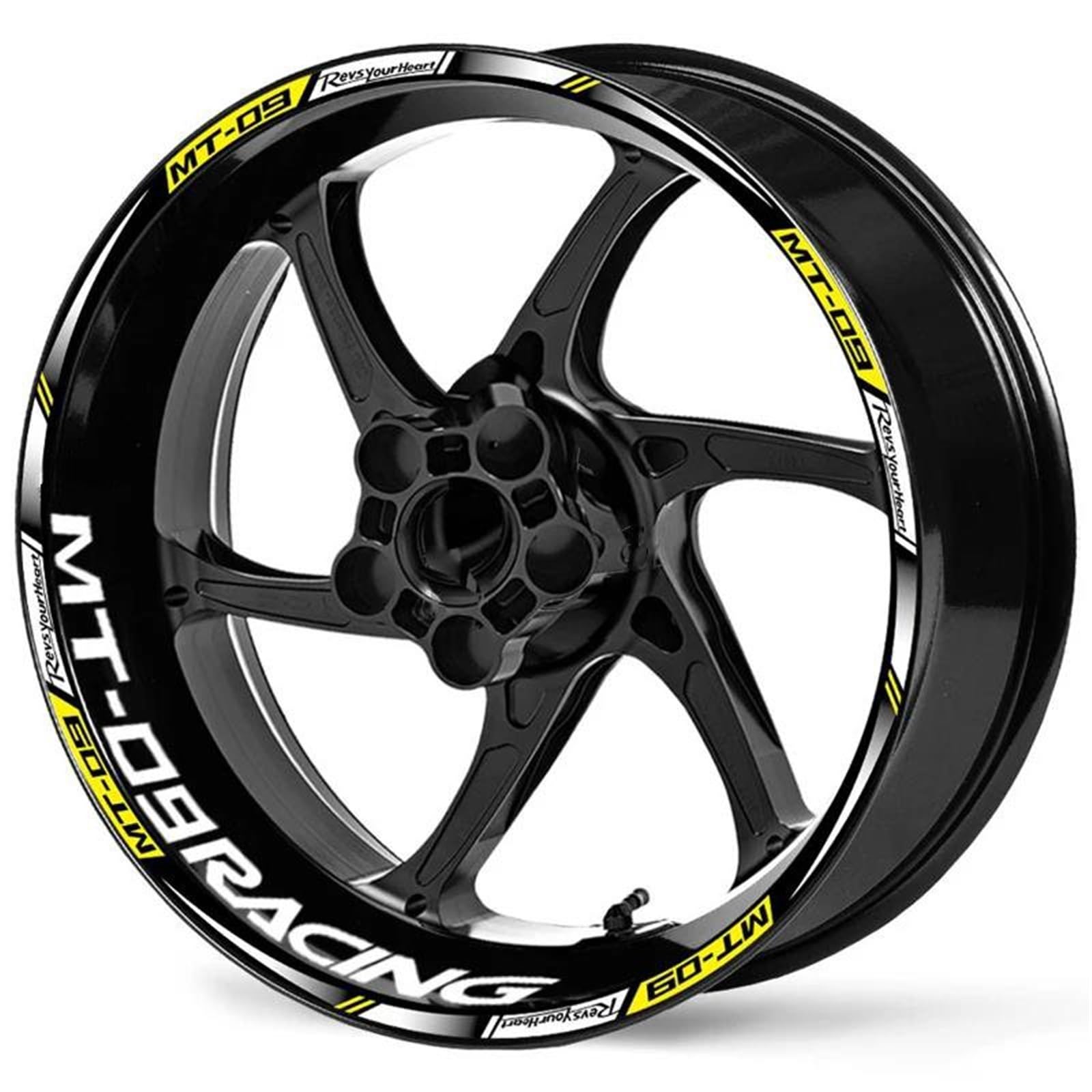 Sticker Part for Y-AMAHA MT-09 MT09 MT 09 Wheel Stickers Reflective Motorcycle Accessories Rim Hub Sticker Decals(Yellow)