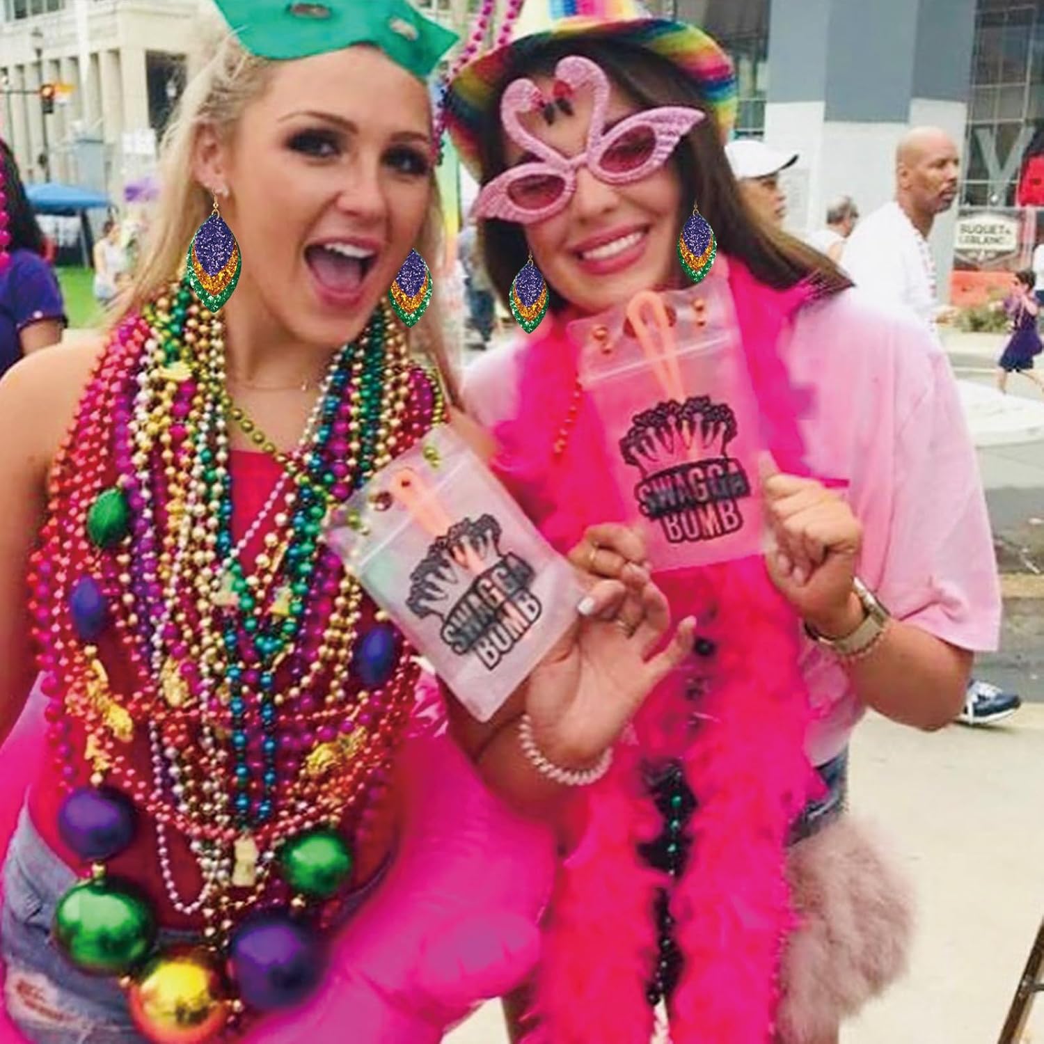 Mardi Gras Earrings Mardi Gras Beaded Flowers Dangle Earring for Women, Pendientes De Carnaval, Carnival Parade Jewelry Holiday - Image 5