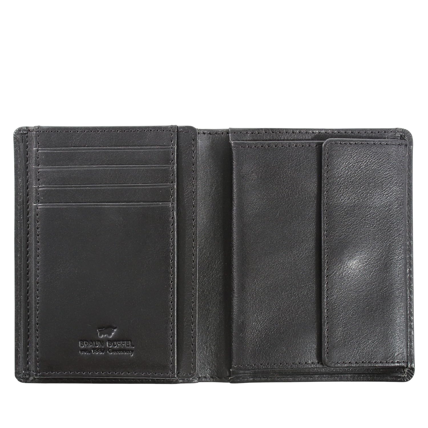 BRAUN BÜFFEL - Herren RFID Geldbörse Hochformat Arezzo - 8 Kartenfächer aus echtem Rindleder Schlichtes Design - Edles Schwarz