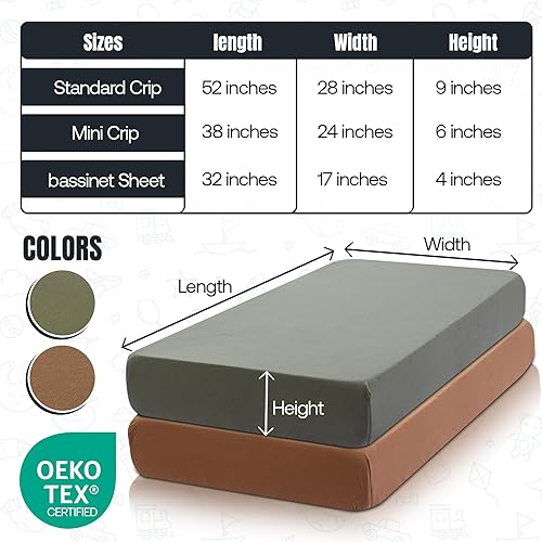 Vista 35 de Dreamology Pack and Play Sheets - Juego de 2 sábanas para cuna, suaves, 100% algodón, sábanas de colchón de bebé para niños, niñas, paquete y juego