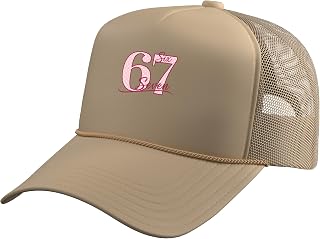 Cute Pink 67 Valentine Six Seven Funny 6 7 Meme Women Girls Trucker Hat with Adjustable Mesh Back