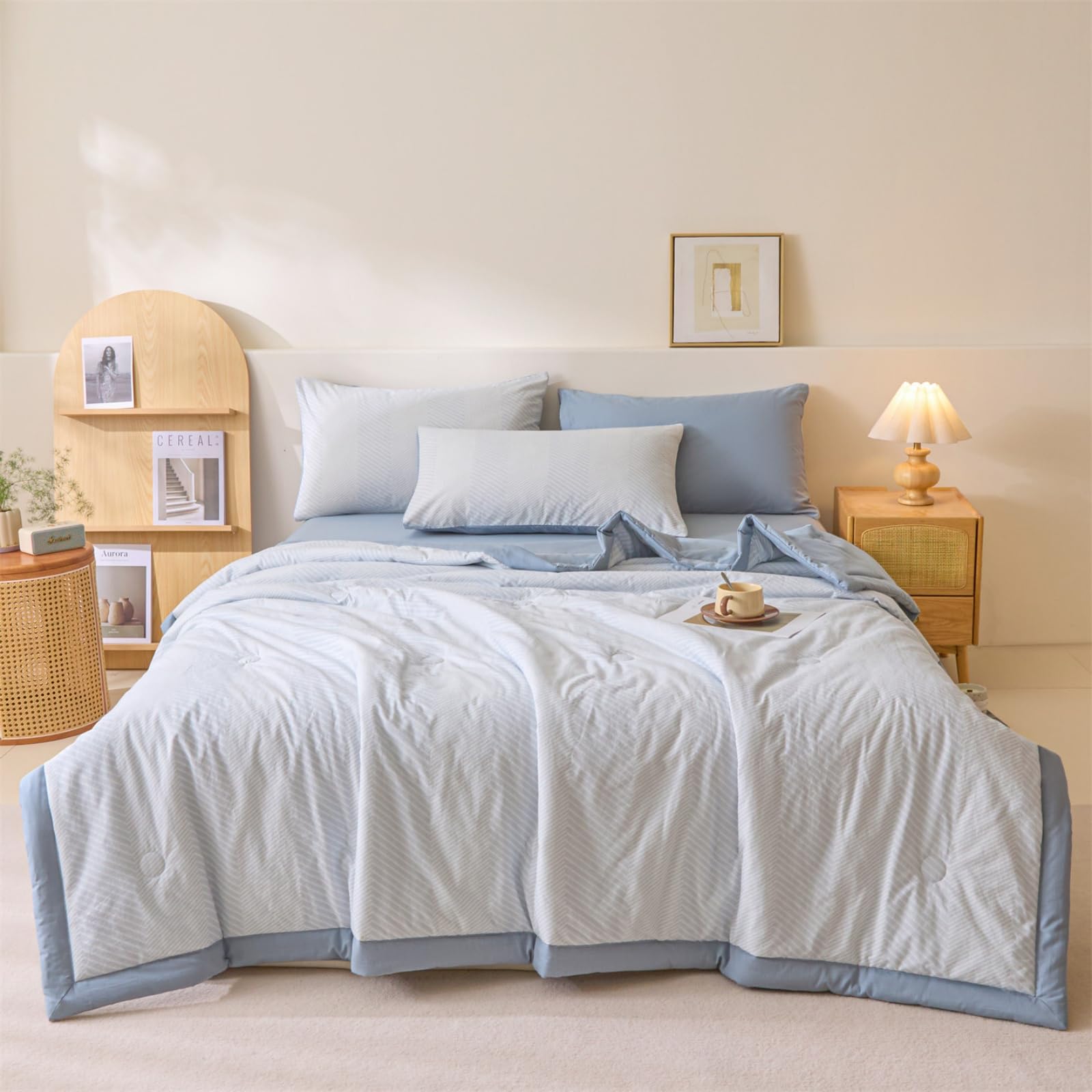 Odot Edredón Sin Funda 2.5 TOG Single A King (Cuadros 7,150x200cm) | Relleno Nórdico Verano Edredón Ligero y Transpirable Lavable a Máquina y Secado Rápido para las Noches Cálidas de Verano