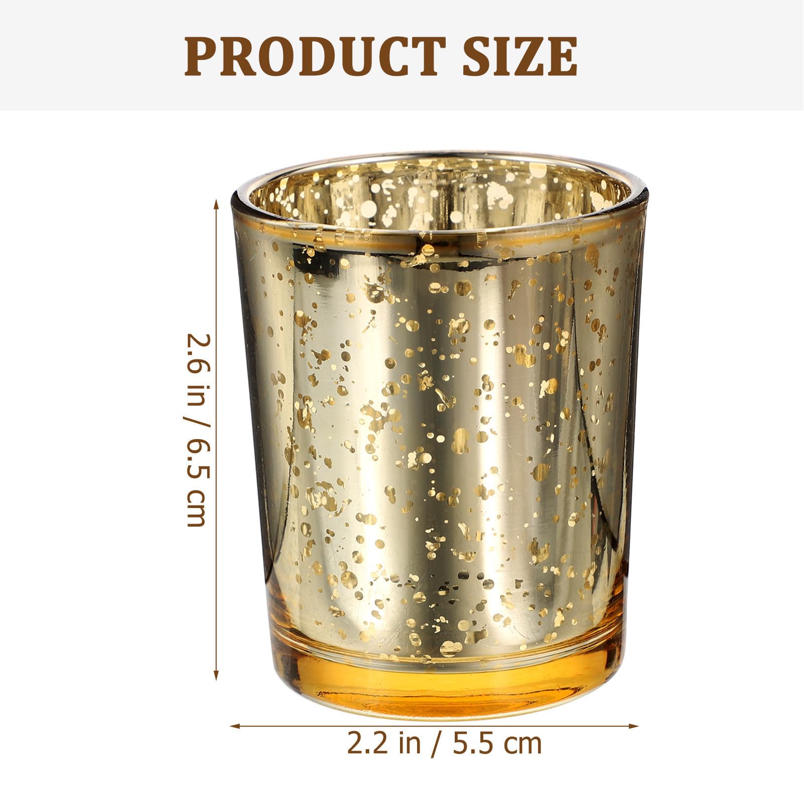 12 Piezas Portavelas de Vidrio Dorado Decorativo