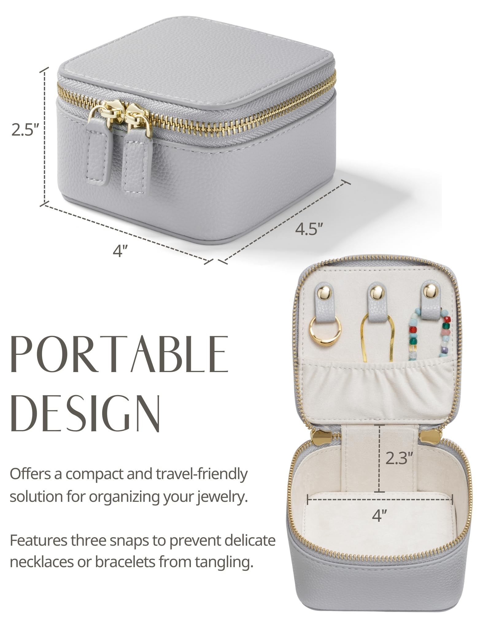 Popvibe Kleines Schmuck-Reiseetui für Damen, Mini-Schmuckschatulle, Organizer für Reisen, mit 6 Schmuckbeuteln, kleine Schmucktaschen, Leder-Reisegröße, Schmuck-Organizer-Tasche für Ohrringe,