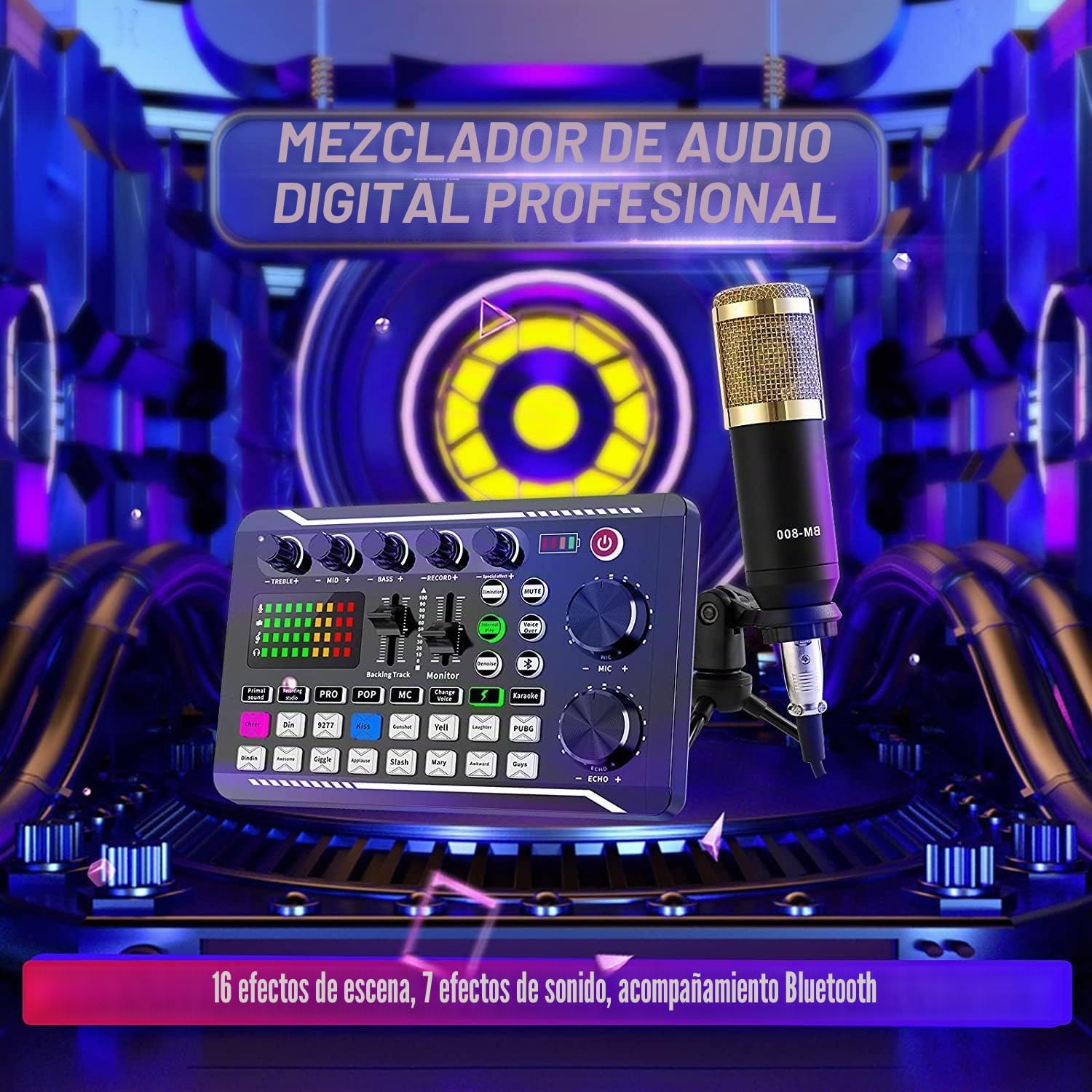 Micrófono de transmisión, micrófono de podcast, kit de mezclador de audio y tarjeta de sonido en vivo, mic de condensador para PC/teléfono/almohadilla, micr para transmisión/podcasting/grabación