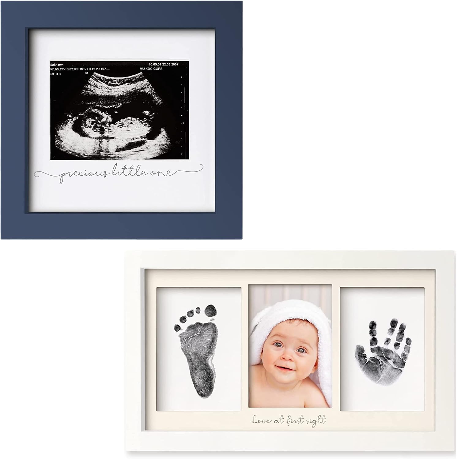 KeaBabies Baby Sonogram Picture Frame and Inkless Baby Hand And Footprint Kit Frame - Modern Ultrasound Frame For Mom To Be - Personalized Baby Picture Frame for Newborn - Pregnancy Announcement