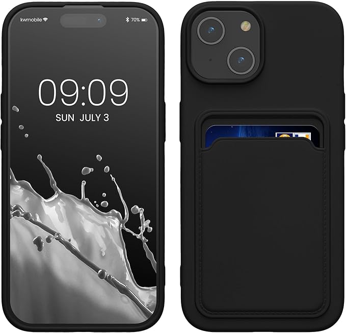 kwmobile Funda Billetera Compatible con iPhone 15 Funda con Tarjetero - Carcasa Cartera Protectora con Espacio para Tarjeta - Negro