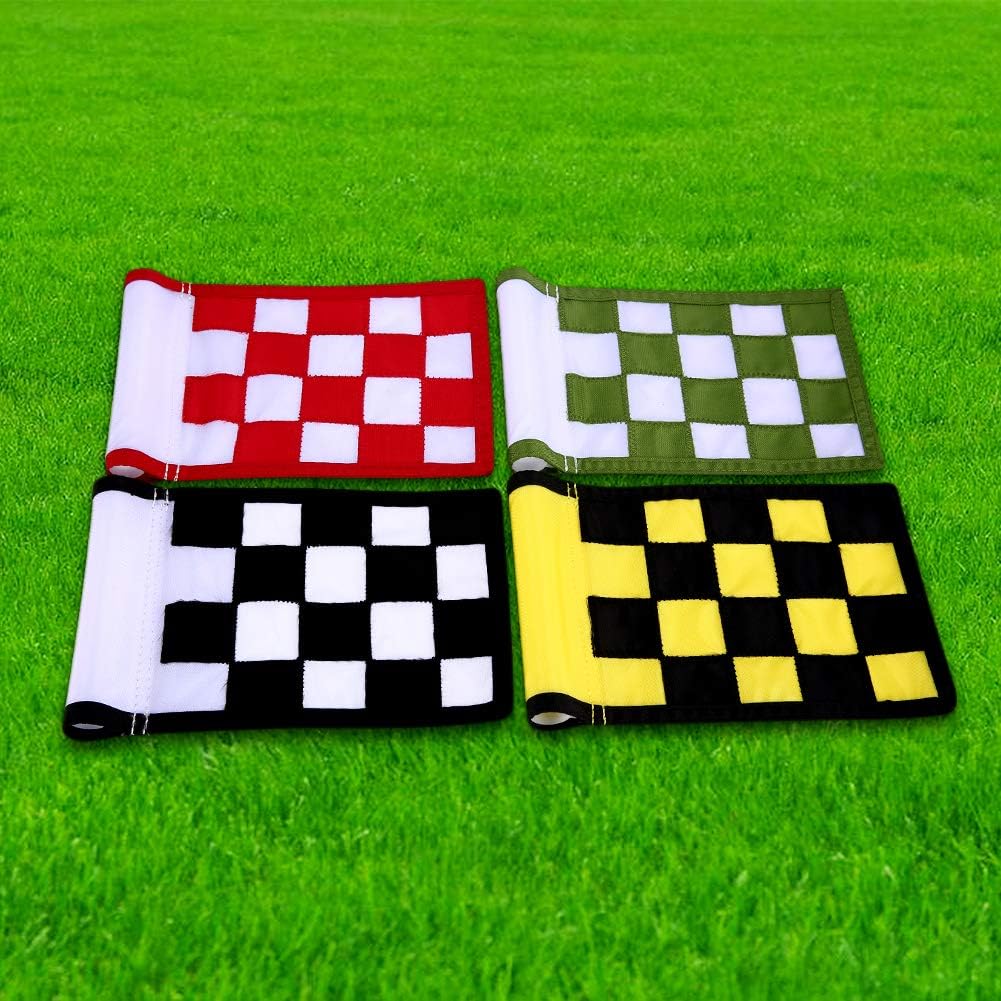 Golf Flag,Konday Checkered Training Putting Green Flags, Golf Target Flags for Indoor Outdoor Backyard Garden,8.7inch*6inch (4-pack)