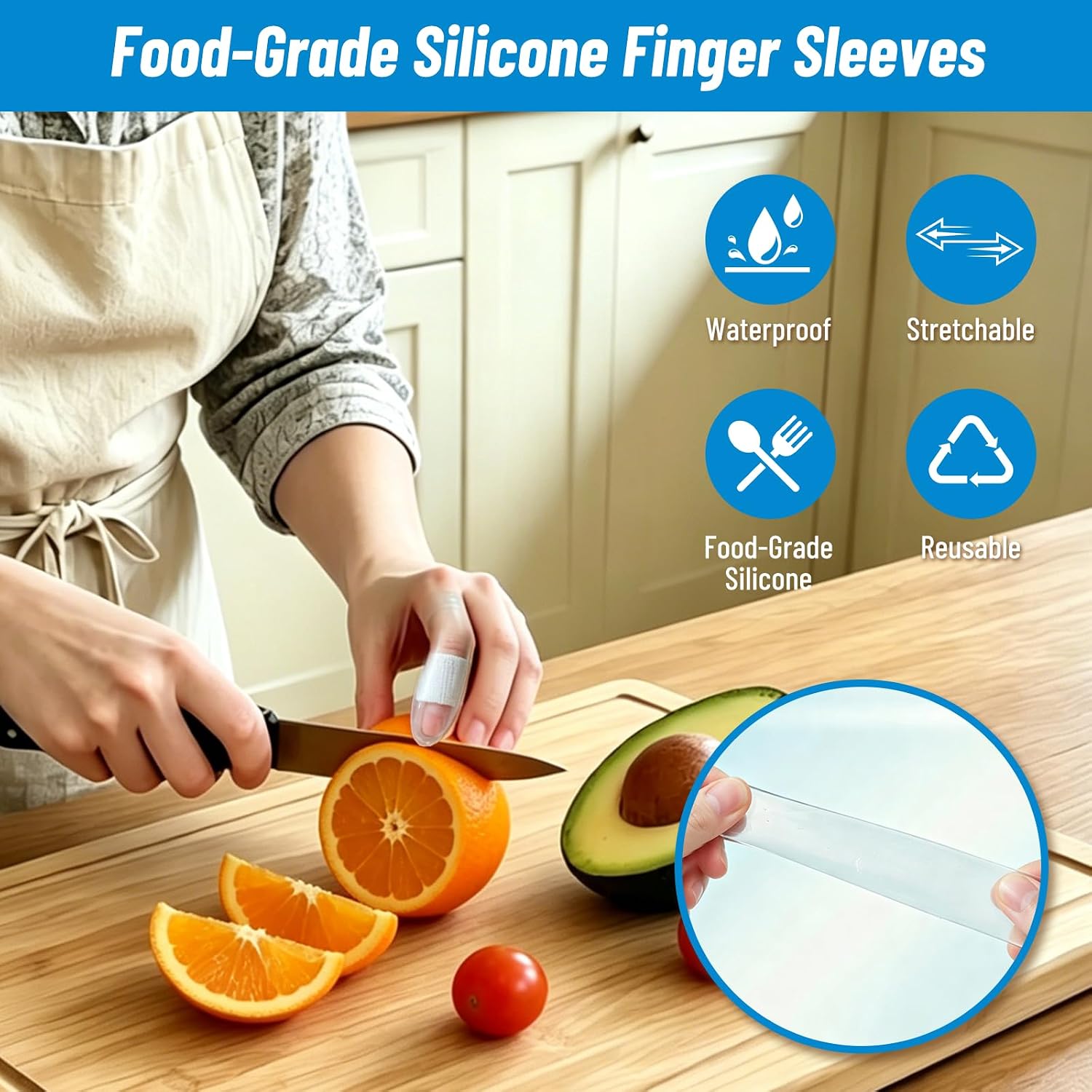 8PCS Waterproof Finger Protectors, Reusable Silicone Finger Protectors with Care Bandage, Waterproof Finger Covers for Shower Swimming,Manicure,Durable Nail Soaking and Wound Protection