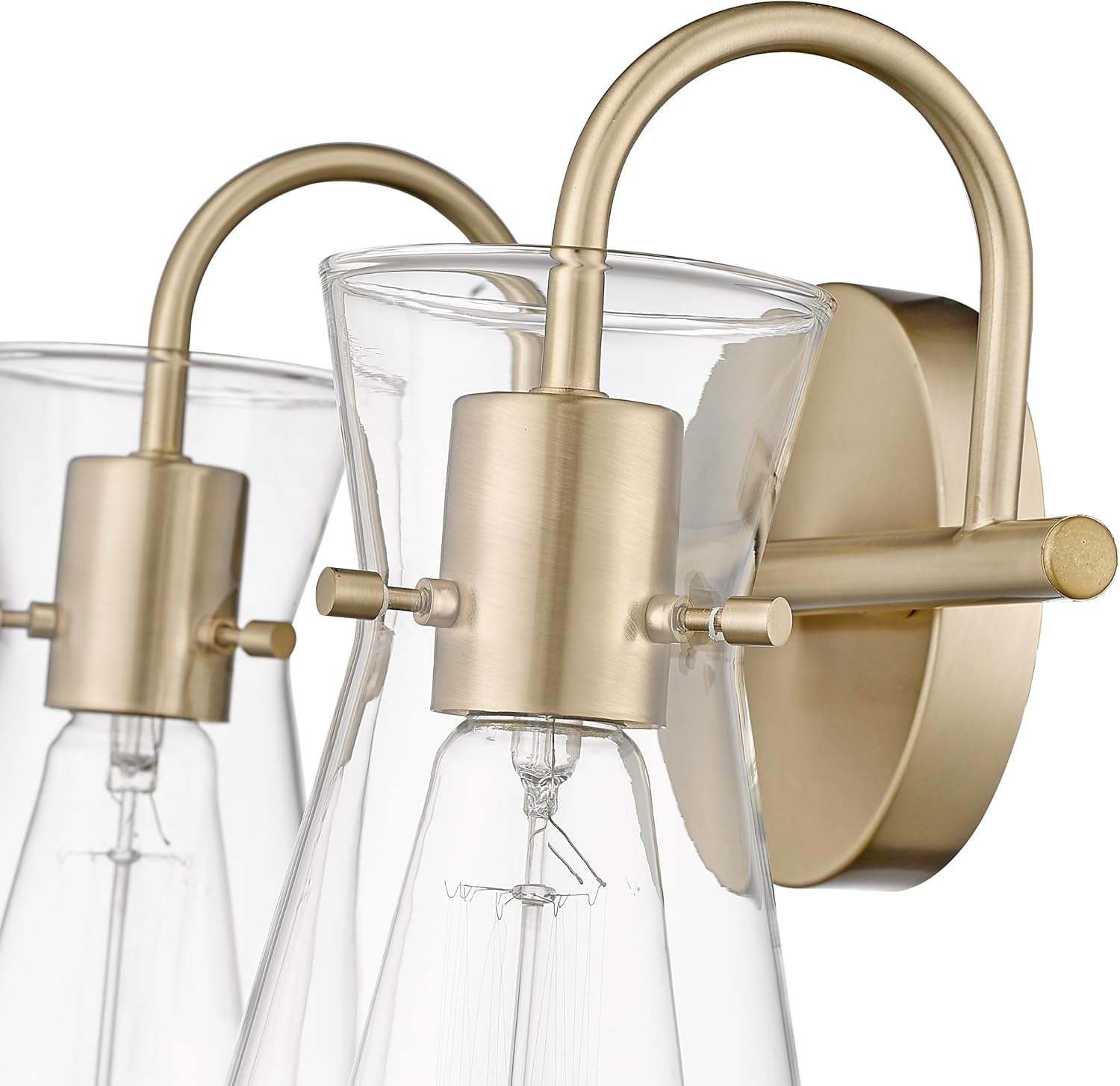 ML Lighting | Camellia Collection | 21002-MG | 2 Light Vanity in Modern Gold Finish with Clear Glass Shade | Versatile Design That adds High-End Texture and Elegance to Your Bathroom