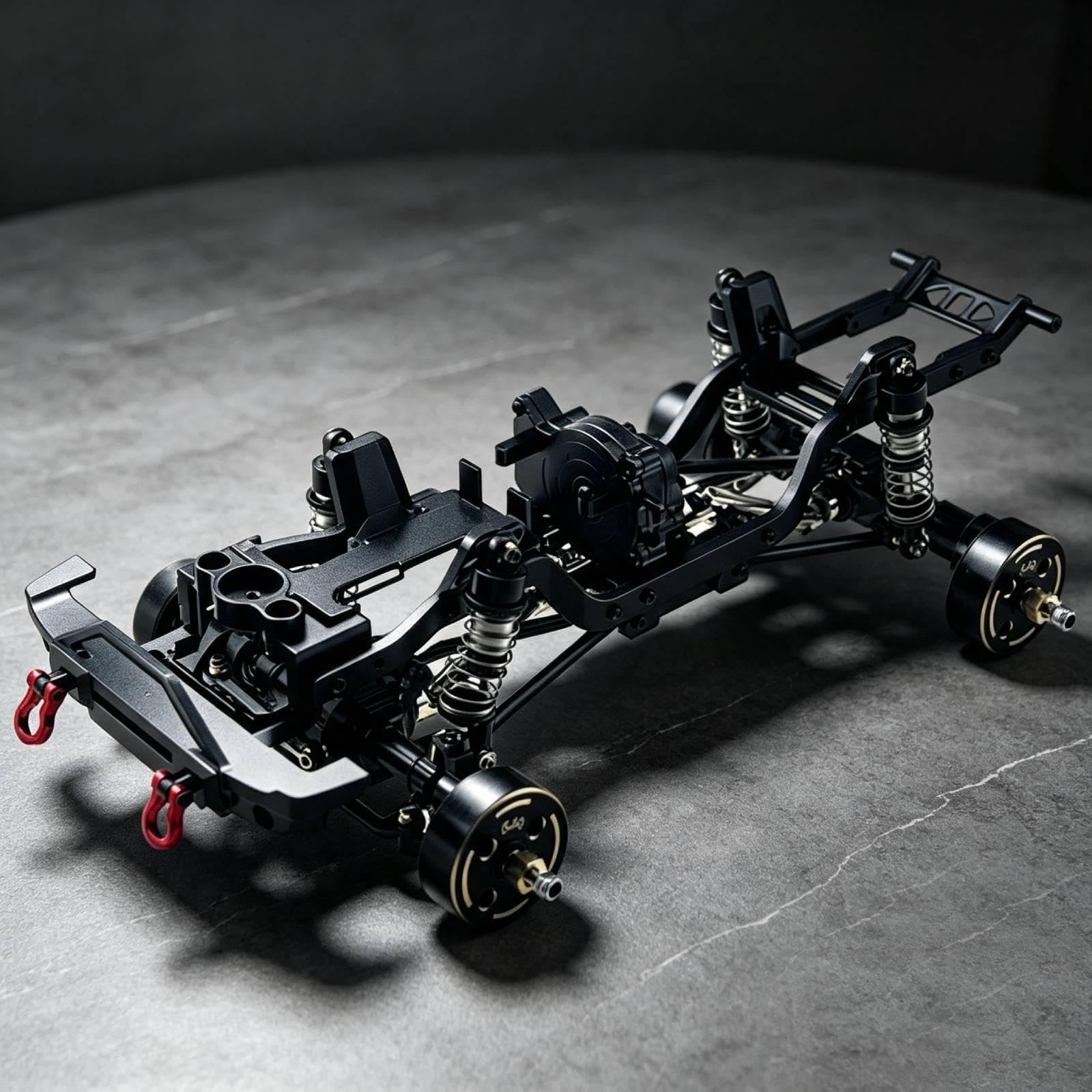 Chasis Metálico para Coche RC 1 18 Bastidor Marco Estructura Aluminio 6061 y Resistente a Impactos con Mecanizado Preciso y Mantenimiento, Negro