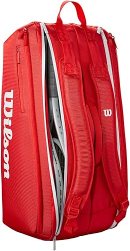 Miniatura 4 de WILSON 2025 Super Tour Rojo Raqueta de Tenis Bolsas - RojoBlanco