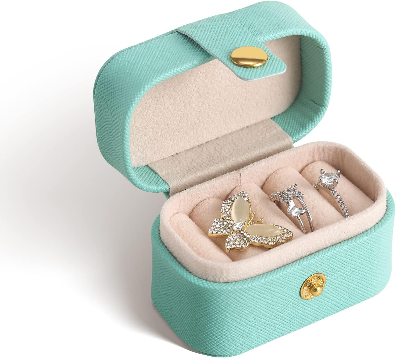 CASEGRACECASEGRACE Small Jewelry Ring Box Travel Jewelry Ring Storage Case for Earrings Rings Organizer, Blue