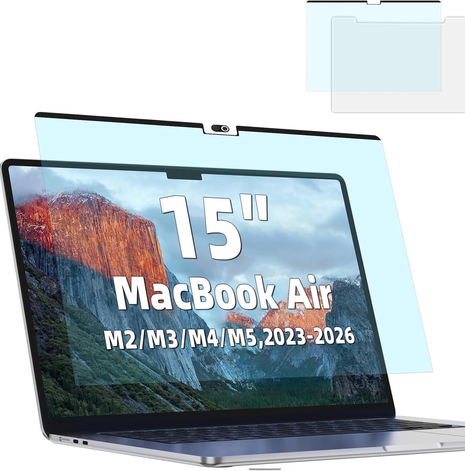 Magnetic Anti Blue Light Screen Protector for MacBook Air 15 Inch (2023-2026, M2, M3, M4. M5), Removable MAC 15.3" Blue Light Filter , Bubble-Free Install , Eye Protection Glare Laptop Screen Protector