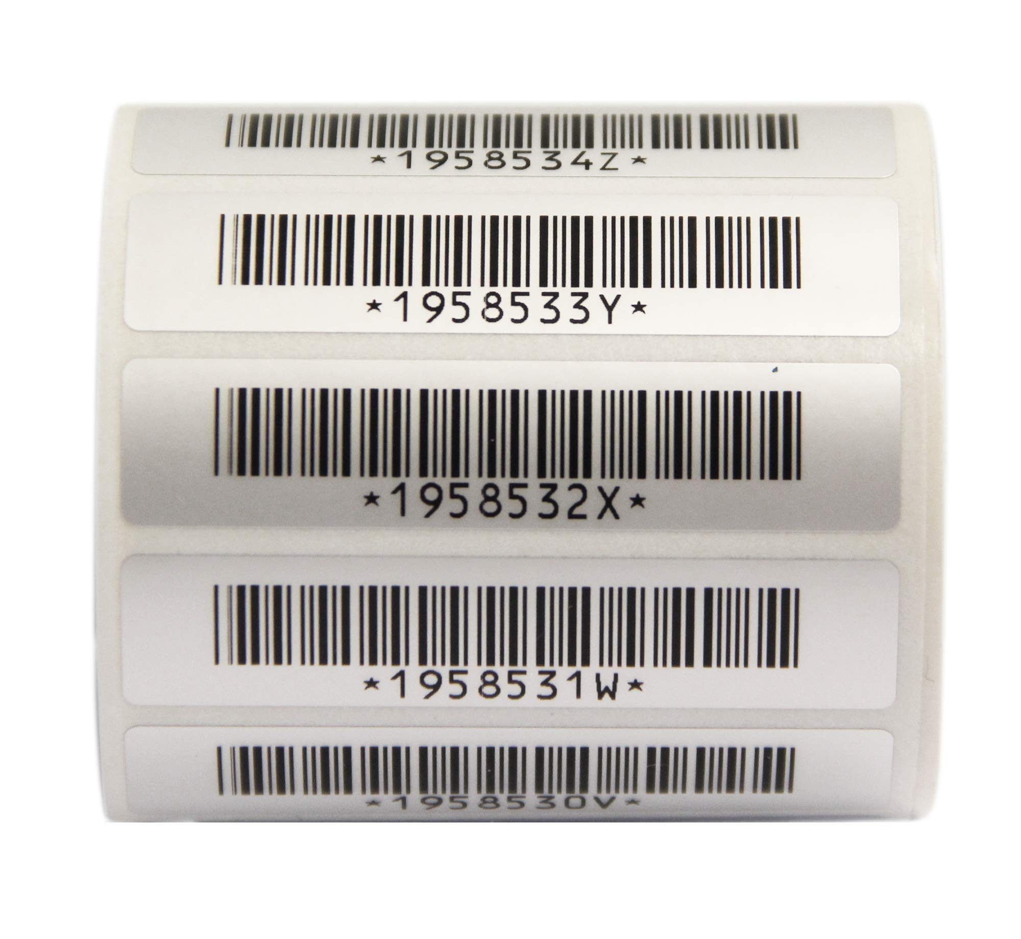 Etichette inventario in poliestere lucido 58 x 19 mm prestampate codici a barre e numerazione progressiva (500)