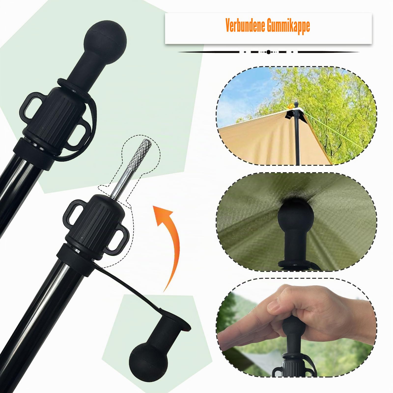 Teleskopstange Camping Zeltstangen Teleskop Stangen für Sonnensegel, Einstellbare 0.8-2.3m Aluminium Tarp Sonnensegel Stangen Pfosten Set Tarpstangen Markise Stangen inkl. Heringe, Schnüre und Tasche