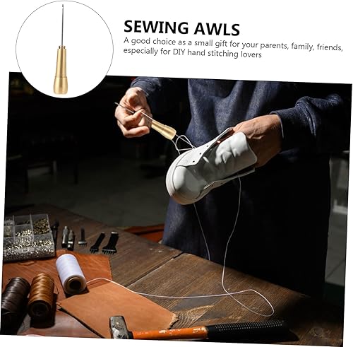 Miniatura 4 de VILLCASE 6 Uds Cobbler Herramientas de cuero Punzones de costura Herramientas de artesanía de cuero Kit de perforación Herramienta de perforación de