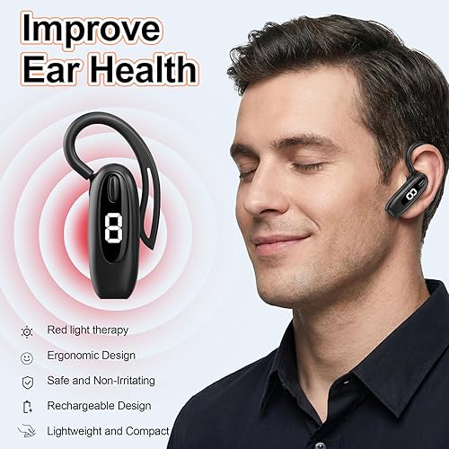 Mango Moon 8-Minute Tinnitus Relief Device,Red Light Therapy for Ears,Promotes Blood Circulation 850 nm Portable Infrared Headphones,Timed Treatment Tinnitus Relief and Ear Canal Inflammation Relief 