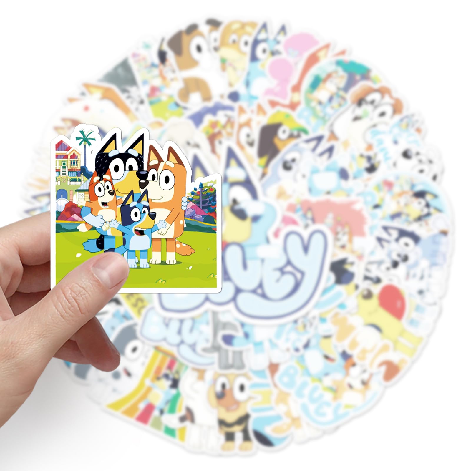50PCS Bluey Stickers Sets,Waterproof Vinyl Kids Stickers Decals,Kawaii Bluey Anime Cartoon Stickers for Water Bottles Laptops Skateboards Phone Luggage Motorcycle Bicycle Fridge Kids Teens Gift - Image 2