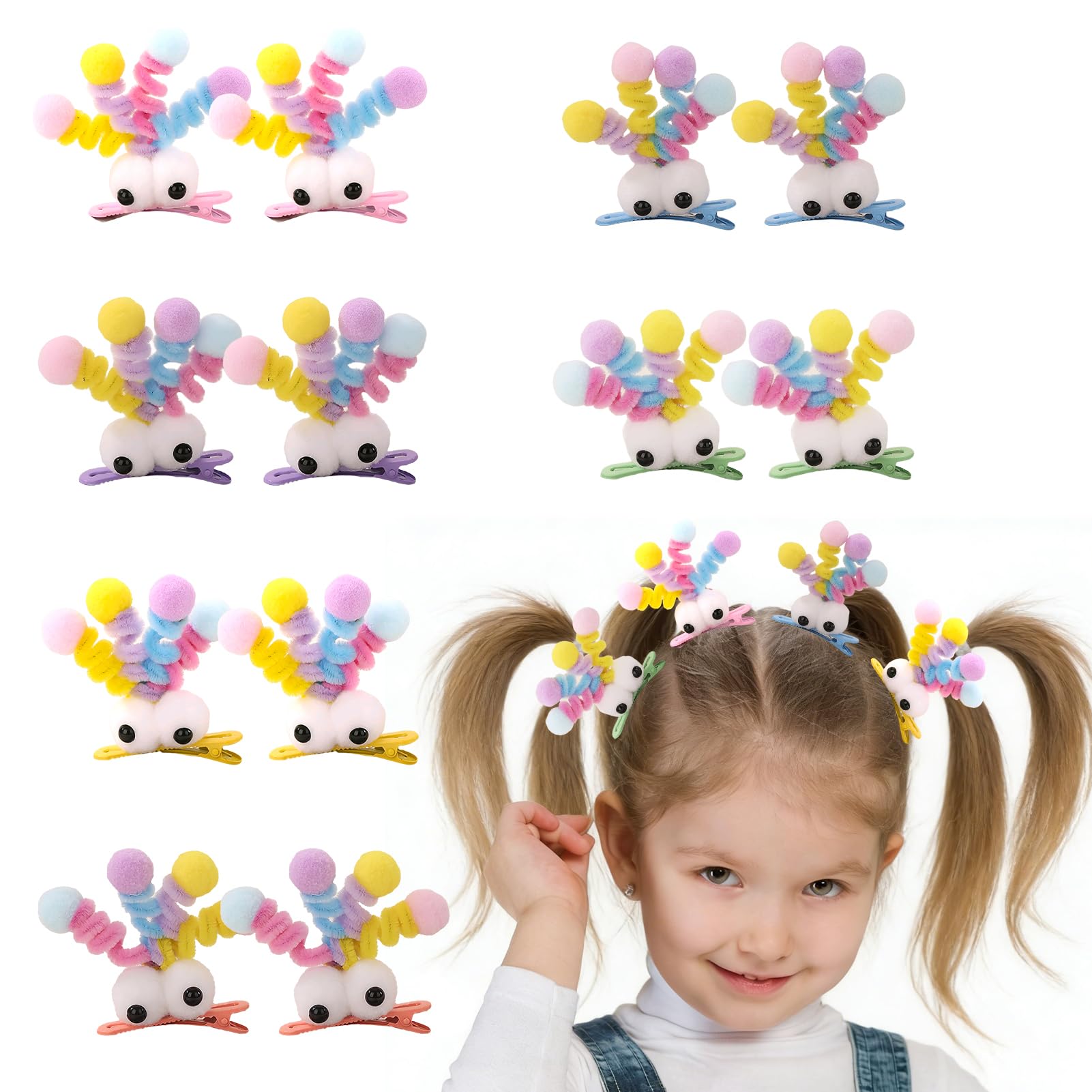 Amazon.co.jp: MIUPOO ふわふわポンポンヘアクリップ、クレイジーヘア