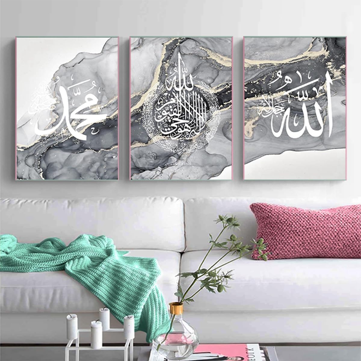 MKHFUW Living Room Bedroom Marble Background Ink Painting Poster, Modern Abstract Picture Set Wall Painting Art Decoration - Image 3