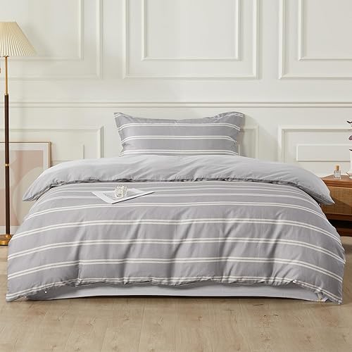 Miniatura 98 de SAPHREAS Juego de funda de edredón, 100% algodón extrasuave, tamaño individual, lavanda, 2 piezas, 1 funda de edredón de 68 x 90 pulgadas con Crema