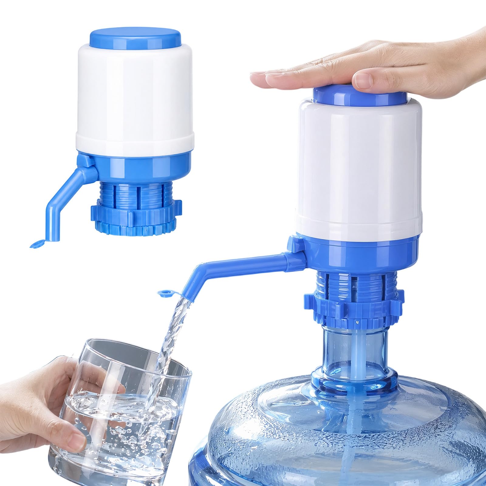 2PCS Hand Water Pump, Manual Water Dispenser Pump for 2-6 Gallon Water Bottles, Portable Hand Pump Water for Camping Home Office